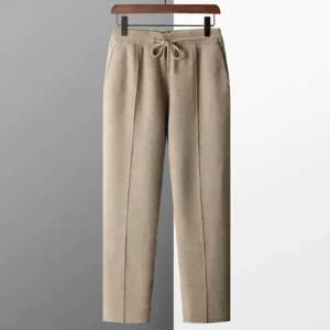Men's Wool Knit Pants Casual Loose Straight Fit Trouse