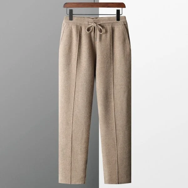 Men’s Wool Knit Pants Casual Loose Straight Fit Trousers
