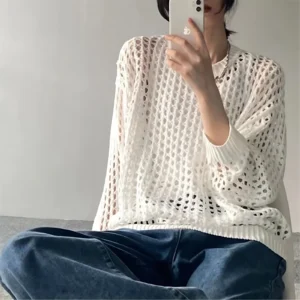 Hollow Loose Knitwear Mesh Round Necklace