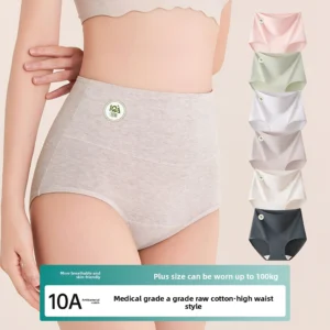Women Cotton Briefs Seamless High Waist Antibacterial Underw