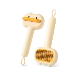 Cute Cartoon Bear Self-Cleaning Pet Brush Universal Deshedding Comb For Cats And Dogs Removes Loose Fur & Detangles Comfortable Non-Slip Handle Pet Grooming Tool