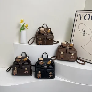Kids School Backpack with Plush Toy Pendant
