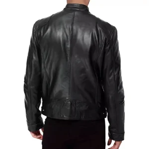 Men’s PU leather motorcycle jacket with a stand-up collar and punk style outerwear