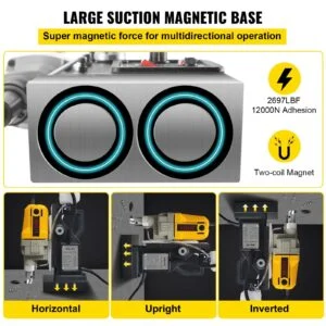 Magnetic Drill, 1100W 1.57′ Boring Diameter, 2697lbf,12000N Portable Electric Mag Drill Press With 12 Drilling Bits, 580 RPM Max Speed Drilling Machine For Any Surface And Home Improvement