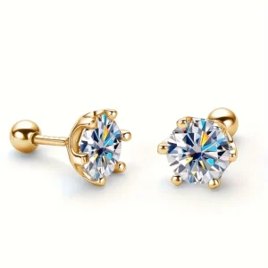 925 Sterling Silver 0.5-2 Carat 6 Claw Moissanite Earrings