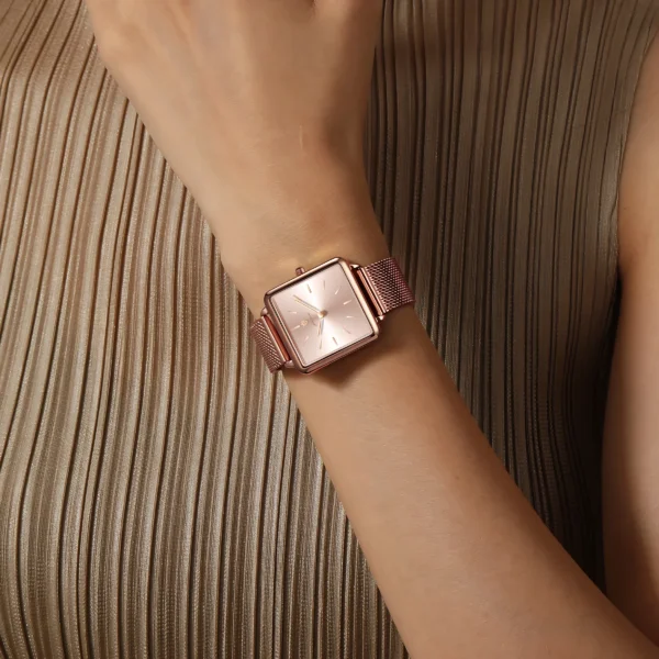 Gohuos 7823 Rose Gold Square Quartz Watch for Women