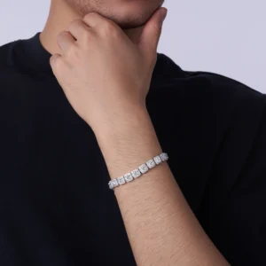 Octagon Iced Moissanite Chain Jewelry in 925 Silver Plated With D Color VVS Stones Diamond Test Luxury Moissanite Bracelet