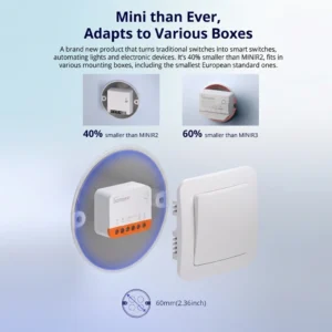 Sonoff Mini Extreme Minir4 WiFi Smart Switch Super Tiny Size 10A 240V AC US Stock Wireless Remote Signal Control Home System