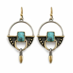Vintage Bullet Shape Blue Stone Drop Earrings Women