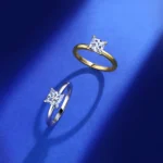 1.2 CTW Elegant Princess Cut Solitaire S925 Moissanite Ring for Women