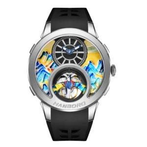 Unisex Luxury Automatic Mechanical Watch Mountain Bird Design Hollow Flywheel Movement Sapphire Crystal Dial