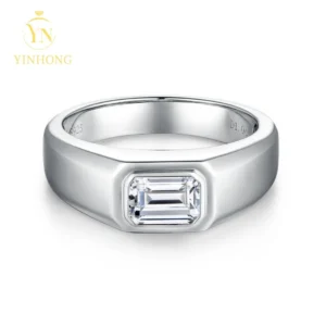 Fine Jewelry Sparkling Classic Luxury 925 Sterling Silver 18k White Gold Plated Engagement Men Ring