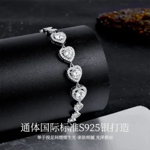 S925 Sterling Silver Cuban Link Bracelet Hip Hop Style Full Paved Moissanite Shiny Fashion Women Jewelry