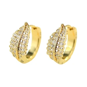 Feather Hoop Earrings Channel Set Women's Everyday Fashion