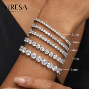 Viresa Wholesale Price Mossanite Tennis Bracelet Round Cut White Moissanite S925 Silver Tennis Chain for Women