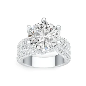 Women Fine Jewelry 925 Silver Moissanite 5ct Large Solitaire Luxury Design Pave for Elegant High End Statement Style Ring