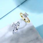 2.0 CTW Emerald Cut Moissanite Solitaire S925 Sterling Silver Ring