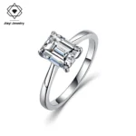 2.0 CTW Emerald Cut Moissanite Solitaire S925 Sterling Silver Ring