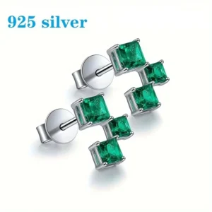VIRESA Fashion earrings Lab Grown Emerald Jewelry 925 Sterling Silver Green Gemstone Earrings for Women – USA Local Stock