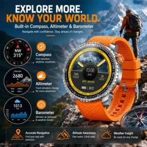 SENBONO MAX88 Men’s Smartwatch: 1.43-inch Full Touchscreen, GPS, Compass, Multi-Sport Modes Multifunctional Round Smartwatch