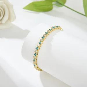 High Quality Gold Plated Chain Bracelet Women’s Fashion Link Bracelet 14K Gold CZ Zirconia Color Zircon Women Tennis Bracelet