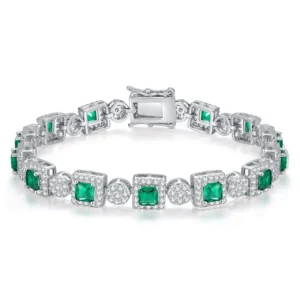 Rhodium Plated Big CZ Zircon Bracelet Chain