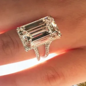 Oversized Square Accent Engagement Ring Sparkling Vintage Style Elegant Fashion Band for Everyday Wear Wedding Engagement