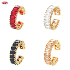 Adjustable Luxury Copper Wedding Ring 18K Gold Plated a Set of Four Rings Round Trendy Fashion Jewelry for Women and Men