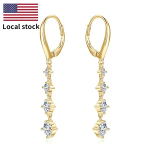 925 Sterling Silver Long Drop Earrings Round 5mm 4mm