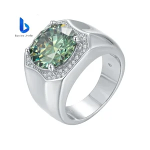 Classic S925 White Green Bicolor Moissanite Silver Ring for Men
