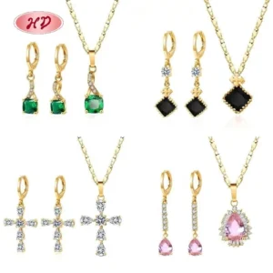 18K Gold-plated Copper Alloy Necklace Jewelry Sets for Women