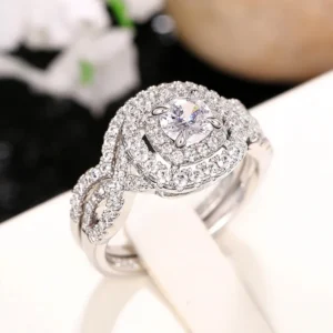 Elegant Cross Layer Zircon Ring Set Minimal Wedding Style Women Fashion Jewelry Engagement Daily Wear Chic Gift