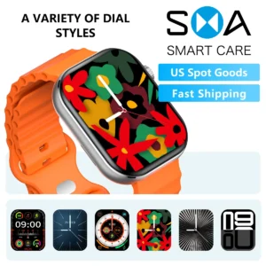 US Stock 2.01″ AMOLED Smart Watch Men 30 Days Long Battery Wireless Charging IP68 Waterproof Heart Rate Sleep Fitness Tracker