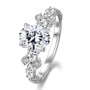 Trendy Oval Moissanite Ring 925 Sterling Silver 18k White Gold Plated D Color VVS Clarity Moissanite Diamond Engagement Ring