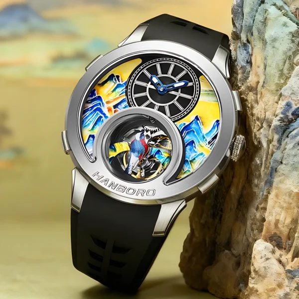 Unisex Luxury Automatic Mechanical Watch Mountain Bird Design Hollow
