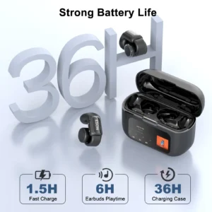 LOBKIN TWS Earphones ANC ENC LCD Touch Screen True Wireless Earphones with Noise Cancelling Sport Earbuds with 4GB Storage BT5.4