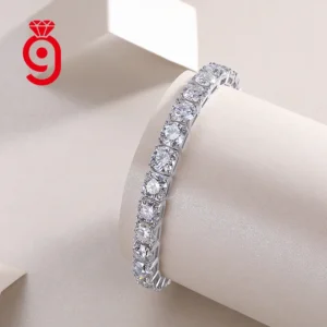 Fine Women's 925 Sterling Silver Tennis Moissanite Bracelet