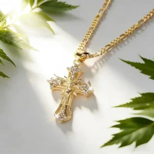 14 Karat Gold-plated Jesus Cross Pendant Necklace