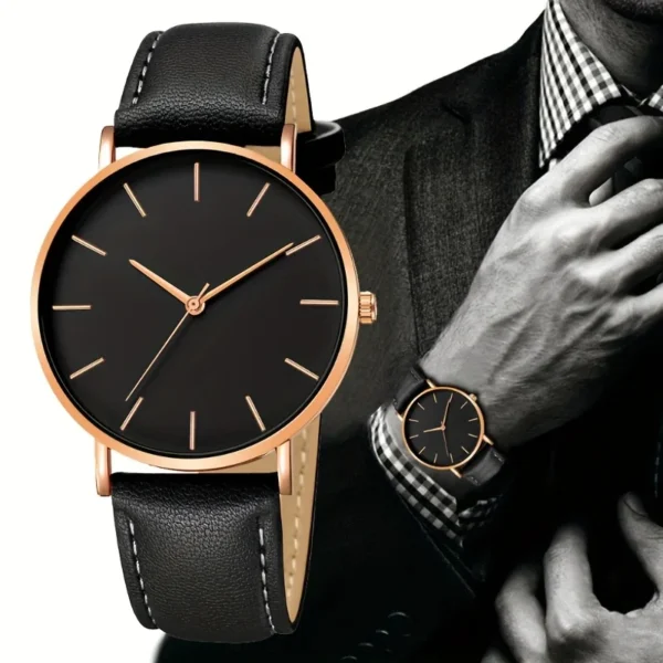 Men’S Casual Watches Men’S Simple Faux Leather Business Watches Quartz Men’S Watches, Ideal Choice for Gifts