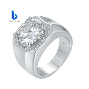 Classic Fashion S925 Silver White Green Bicolor Moissanite Personalized Moissanite Men’s Ring