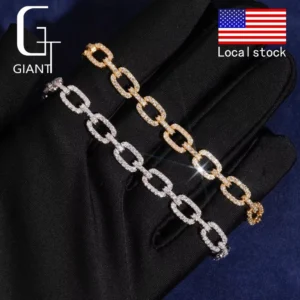 USA Stock New Fashion 6.9mm Hip Hop 925 Solid Silver Jewelry VVS D Iced Out Moissanite Infinity France Bracelet Men