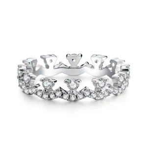 Princess Crown Lace Wave Ring for Women Elegant