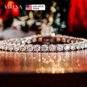 VIRESA Moissanite Tennis Bracelet Round Cut White S925 Chain