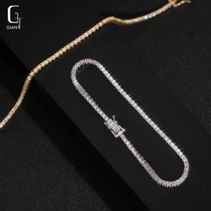 USA Warehouse 2MM Tennis Chain Moissanite Diamond Bracelets 925 Silver Chain GRA Moissanite Chain Jewelry Bracelet Men Women
