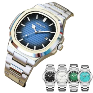 MSTIANQ Luxury Men’s Quartz Watch New Alloy Case Stainless Steel Band Waterproof Luminous Pointer Date Casual Alloy Material