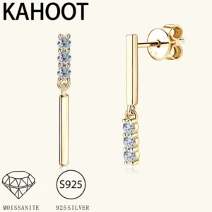 925 Silver Moissanite Earrings Simple Shiny Fashion Jewelry for Daily Wedding Valentine’s Day Party Wear