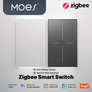 MOES ZigBee Star Featherg Series Push Button With Neutral Light Scene 2in1 Switch APP Remote Control Work with Alexa Google Home