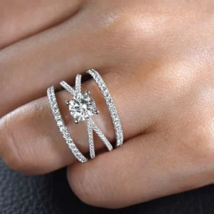 Layered Crossover Ring for Women Elegant Fashion Engagement Finger Jewelry