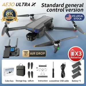 Hot Selling AE30 Ultra 4K Drone HD Dual Camera Airdrop Obstacle Avoidance GPS Foldable Drone US Stock with 3pcs Drone Battery