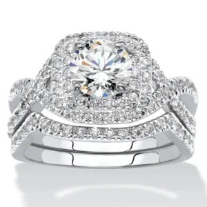 Elegant Layer Zircon Set Minimal Wedding Cross Ring for Women
